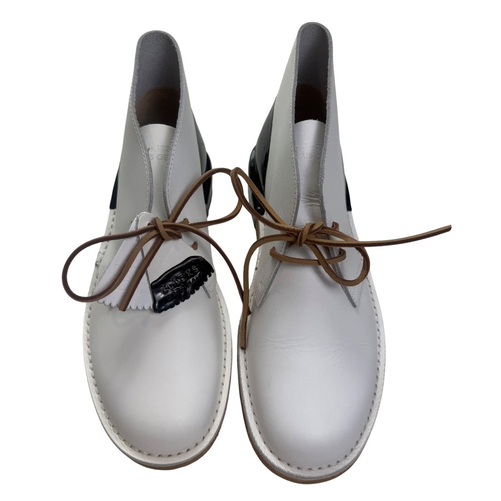 Clarks Originals Desert Boot White Black Dipped Patent Leather Chukka US 7M UK6G